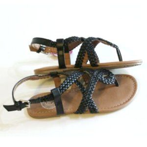 So Girl Black Strap Thong Sandals Size 13